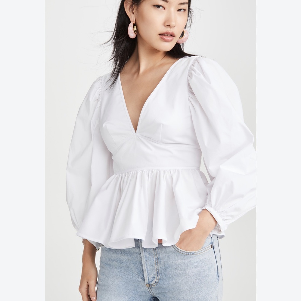 Staud Luna poplin puff sleeves blouse Sz 4